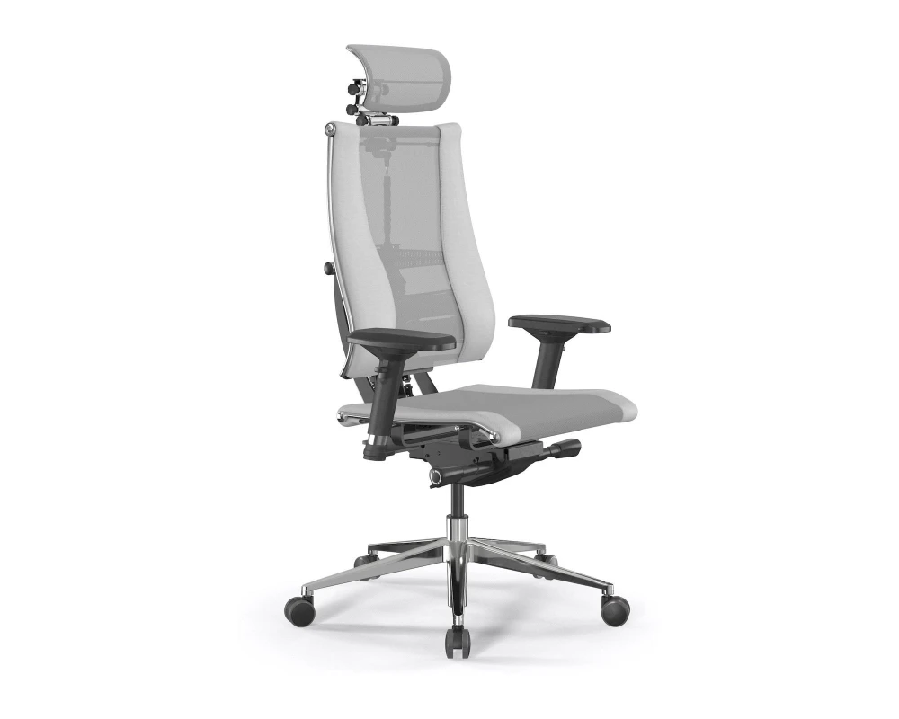 Кресло Y 4DT B2-14D M26.B32.G25.W03 Сетка/Экокожа, Светло-серый/Белый