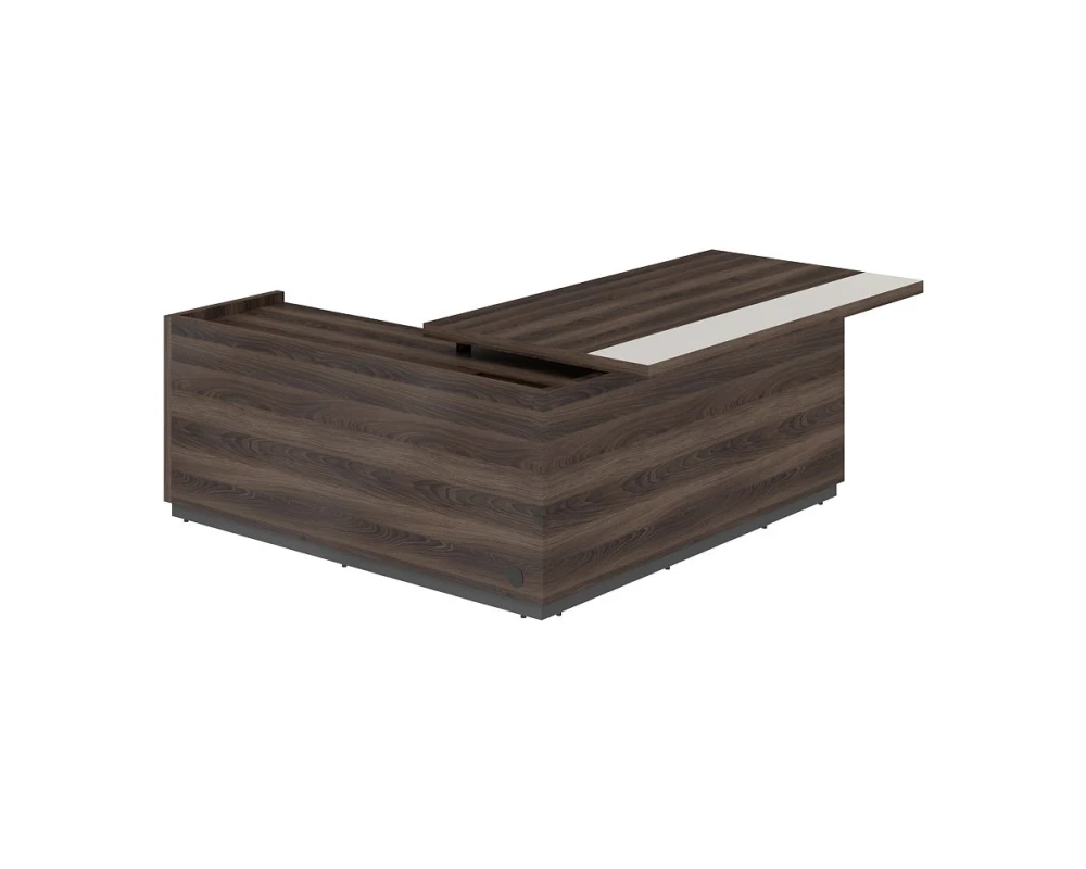 Стол для руководителя с комбинированной столешницей, правый 1850х1850х750 мм Риф / Reef Дуб адриа/Жемчужно-серый