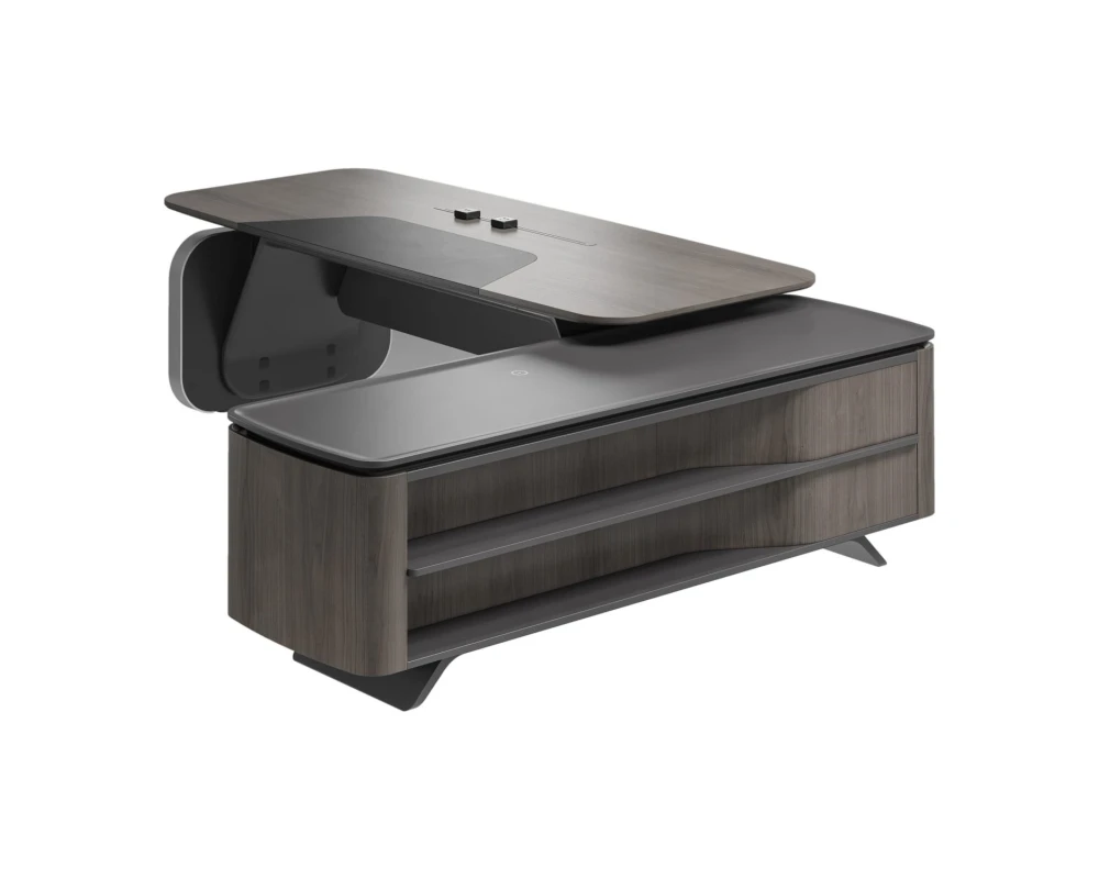 Стол руководителя на опорной сервисной тумбе - правый 2880x2240x750-1150 Atlas (Sun)